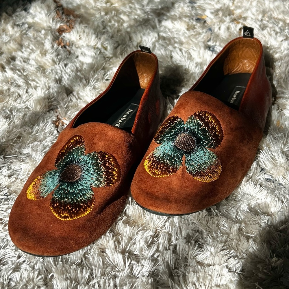 Newbark Embroidered Leather Flats